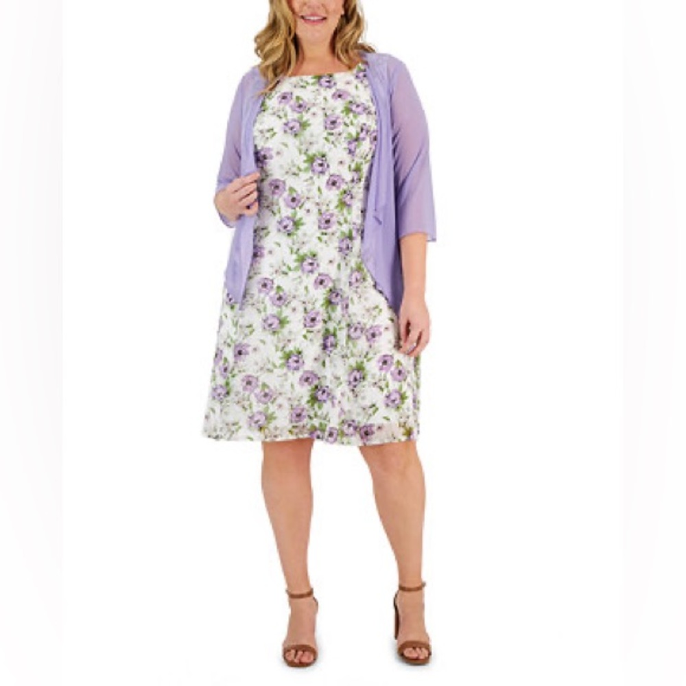 Floral print dress Inc from macy’s, new with tags size Large. V neck with sleeve